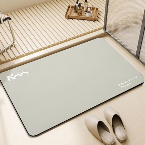 Tapis de Bain Absorbant à Séchage Rapide, Antidérapant, Lavable en Machine, 40 x 60 cm, Gris clair (1/5)