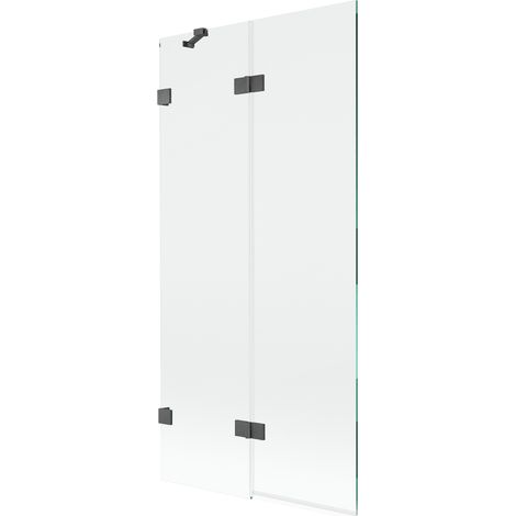 Paroi de baignoire 2 volets gauche 90 x 150 cm, transparent, gris fusil brossé - 897-090-100-66-00-L (1/5)