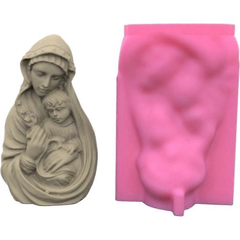 Moule en silicone représentant Marie tenant un enfant, moule à bougie en plâtre époxy pour décoration intérieure