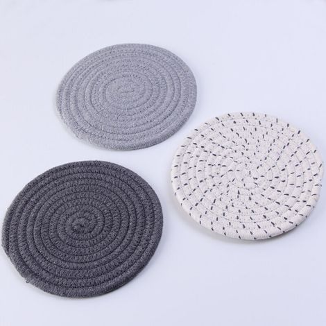 ZOLGINAH 3 Set de Table Tressé Résistantes à la Chaleur, Antidérapants Table Napperons pour Table de Salle à Manger, Intérieur et Extérieur, Beige