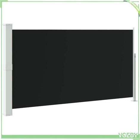 Auvent latéral rétractable de patio - FAFEICY - 48364 - 170x300 cm - Tissu noir anti-UV - Cassette acier gris (1/5)