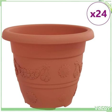 Pot à fleurs - FAFEICY - 42020289 - Rouge brique - Ø22 x H18 cm - Lot de 24 percés (1/5)