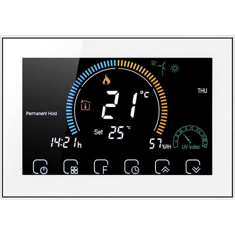 Thermostat WiFi pour chaudière à gaz contrôle d'application vocale/LCD rétro-éclairé, thermostat programmable compatible avec Google Home,BHT-8000-GC (blanc) (1/5)