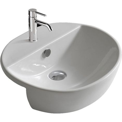 Lavabo M2 semincasso cm. 50x43 in ceramica bianco lucido di (1/4)