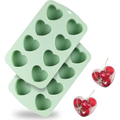 2 herzförmige Silikonformen herzförmiges Backblech für Mini-Kuchen Backformen für hausgemachte Muffins Eiswürfelform Schokoladenbomben Kerzen und 8 (1/5)