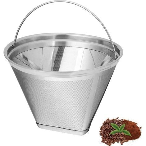 Reusable Stainless Steel Coffee Filter, Permanent Coffee Filter, Cone Style Coffee Filters, Permanent Filter for Camping, Office, Home (1/5)