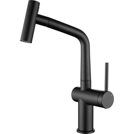 Ceramia Miscelatore da cucina monocomando Timeless in acciaio inox con doccetta estraibile, nero opaco (TMLKF185BM)