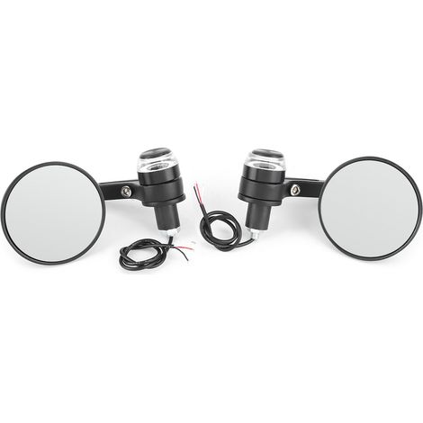 2 rétroviseurs ronds 22mm 7/8po pour guidon moto, avec clignotants LED, universels (1/5)