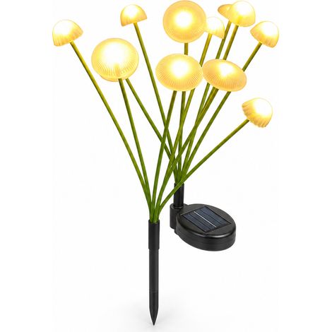 Lampes Solaires LED Champignon, 8 Têtes Blanc Chaud, Piquets Étanches pour Jardin et Pelouse (1/5)
