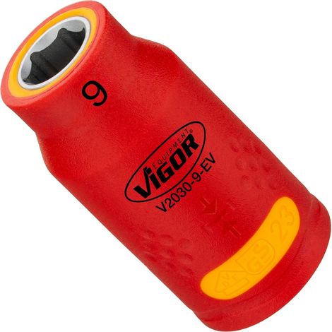 VIGOR Steckschlüsseleinsatz, EV, 3/8 (10 mm) Vierkant hohl, Außen Sechskant Profil, SW 9 mm (1/2)
