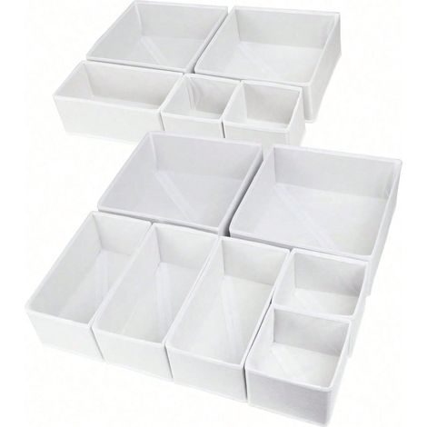 6 boîtes de rangement pliables en tissu, organisateur pour commode, tiroir, placard, paniers/boîtes en tissu, séparateur pour vêtements, sous-vêtements, soutiens-gorge, chaussettes et lingerie. (1/4)