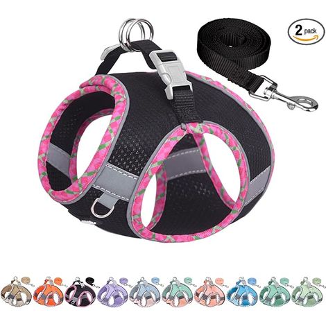 Dog Harness and Lead Set Puppy Harness Mesh Puppy Essentials for Small Dogs Cats Black XS (1/5)