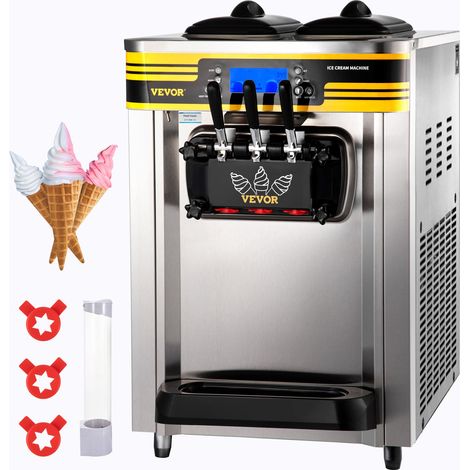 Machine à crème glacée molle 22-30 L/h, 2350 W, trémie 6 L, 3 saveurs, pré-réfrigération, pour café snack-bar (1/5)