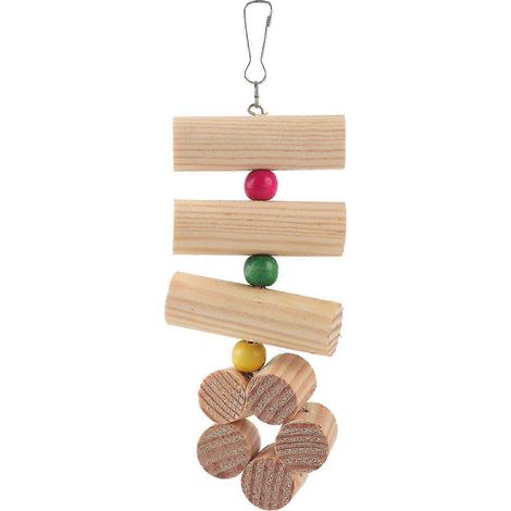 Cage en bois en forme de fleur, jouet suspendu résistant aux morsures avec perles colorées (grande taille) (1/5)