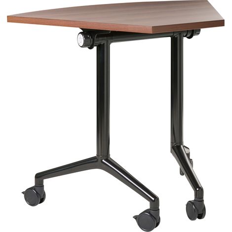 Escritorio moderno plegable con ruedas mesa móvil portátil 90 x 64 cm estructura metálica marrón oscuro Cavi