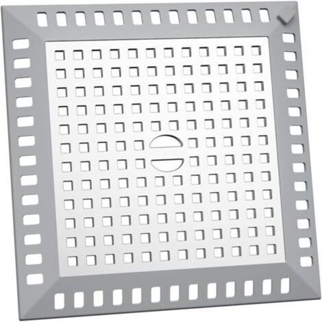 Protection pour Vidange Carrée, Attrape Cheveux Douche, 12,5 x 12,5 Cm Argenté Couvercle de Vidange en Acier Inoxydable, Filtre Evier Cuisine pour Salle de Bain, Cuisine (1/5)