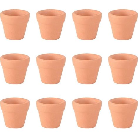 Lot de 12 mini pots en terre cuite (3 x 3 cm) en céramique, parfaits pour cactus, plantes grasses et  petits pots de pépinière. Idéaux pour les loisirs créatifs et les cadeaux de mariage. (1/3)