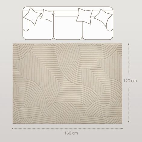 Tapis de salon 160 x 120 cm, poils courts, style moderne, envers antidérapant, tissé à la machine, couleur crème (1/5)