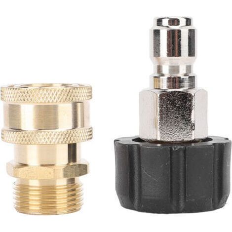 Adaptateur pour nettoyeur haute pression M22 vers 1/4 pouce, kit de connexion rapide, raccords de déconnexion mâles et femelles en laiton, 14 mm, broches M22-14 (1/3)