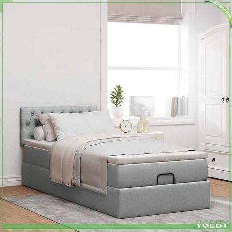 Cadre de lit ottoman avec matelas - 3311497 - 80x200 cm - gris clair - rangement hydraulique (1/5)