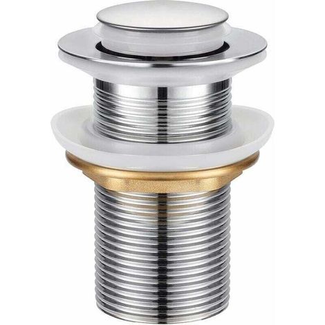 FENOPLASTICABonde de Lavabo, XU,Universel Bonde Pop-up sans Trop-plein Bonde de Vidage Automatique avec Bouchon de Vidange sans Tirette à Clapet Push Open en Inox Chromée pour Lavabo Salle de Bain FOR (1/4)
