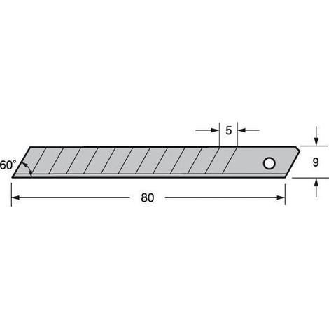 cuchilla de recambio. acero. bisel 60°. ancho 9mm. pack de 10 unidades - tajima