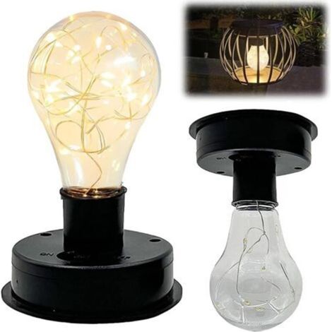 Ampoule Solaire 2 Pièce, 8 cm Lampe Solaire de Rechange, Remplacement de Couvercles Solaires, 600 mAh, Pour Décoration de Jardin, Clôture, Cour, Lumière Chaude (Noir) (1/5)