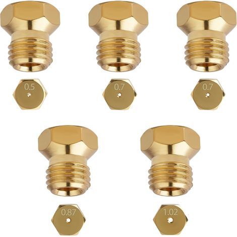 5 Pièces Gicleur gaz Butane, Injecteur de Gaz Gicleur Bouteille Kit de Conversion, Gicleurs pour Gaz Butane et Propane, Injecteurs Universels pour Cuisinière à Gaz, Gicleur de Propane (1/5)