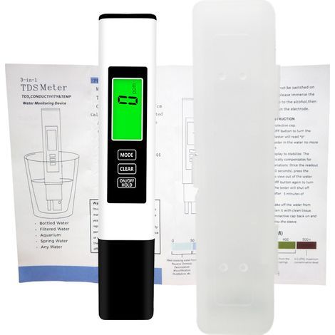 2024 NUEVO Medidor digital de agua 4 en 1 Medidor de TDS - Medidor preciso y confiable de TDS, EC y temperatura (°C, °F) - 0-9990 ppm - Pruebas especializadas para agua potable, sistemas RO/DI, acuari (1/5)
