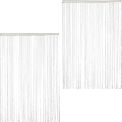 Set di 2 tende a pannelli a fili regolabili per finestre e porte, atmosfera accogliente, 90 x 245 cm, poliestere bianco, 130015053