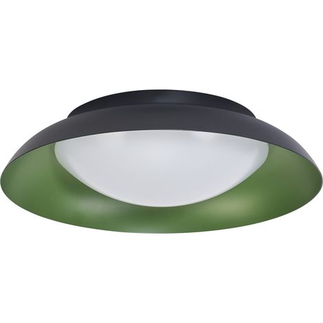 OSRAM Plafonnier LED ORBIS Plate noir-vert, 19 W, 1000 lm, 3000 K, 310 mm, 830 blanc chaud agréable, gradation par clic à 3 niveaux, protection IP20, vis de montage et chevilles incluses