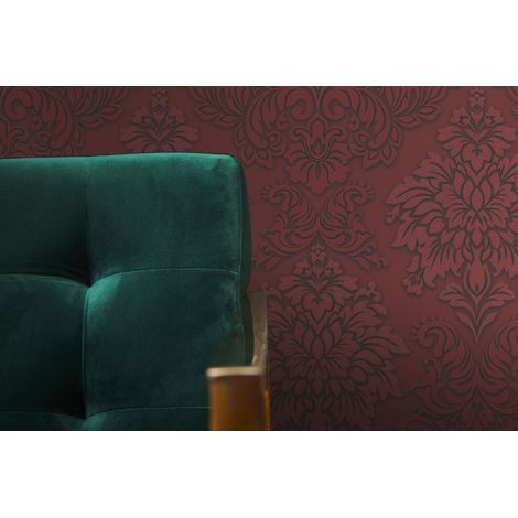 Papier peint style baroque, rouge, style baroque, chambre, tête de lit, cuisine, 368983 (1/4)