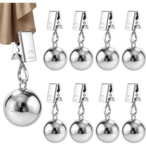 Lot de 8 Poids de Nappe, 2,5 cm, Boules en Acier Inoxydable Extra Lourdes, Poids d'extérieur pour Rideaux, Voilages, Table de Pique-Nique (1/5)