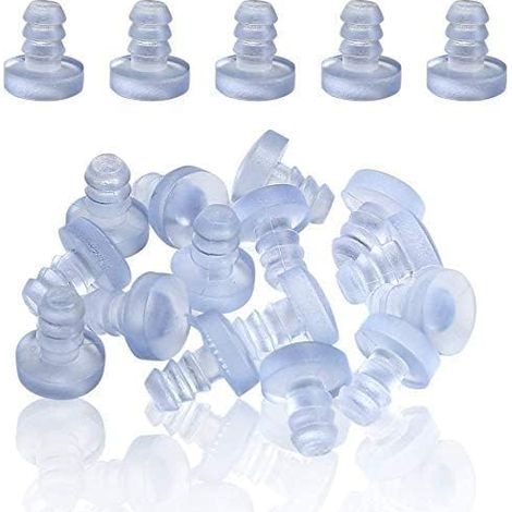 Lntyq 100 Pièces de Pare-Chocs de Table en Verre avec Tige, Pinces en Caoutchouc Transparent, Entretoises de Table de Patio, pour Trou de 3/16 Pouces