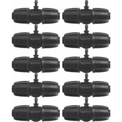 Conectores en T con púas Garden Lock de 16 mm a 4/7, 10 unidades/juego de conectores para mangueras de PE y sistemas de riego de jardín.