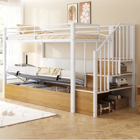 letto contenitore 90x200 con scala reversibile bianco HAVRYA (1/5)