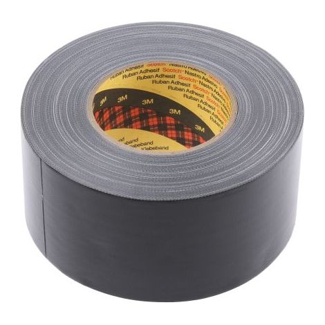 3M – Ruban adhésif de fermeture noir 75mm – Toile PE pour adhérence forte – 50m – Force 9 N/cm – Résistant à l'humidité