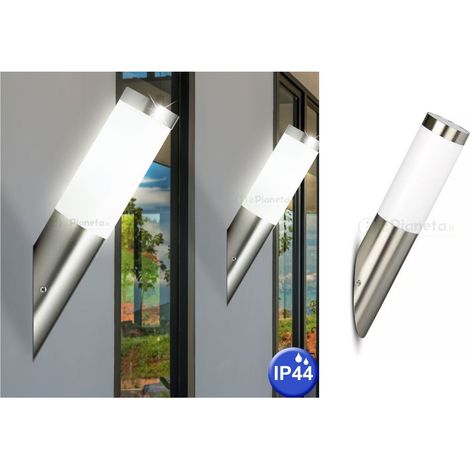 Applique luce led attacco E27 lampada da muro per esterno giardino acciaio alluminio segnapasso rotondo (1/4)