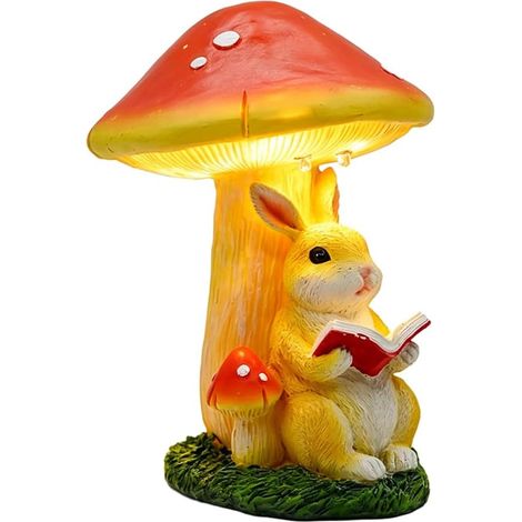 Statue pour lapin Résine pour décor Jardin Statue Statue avec pour lapin en Résine 20cm, Éclairage Auto pour Jardin et Allée (1/5)