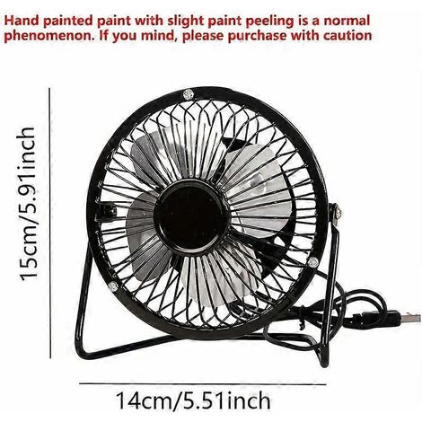 Ventilador de escritorio USB de 4 pulgadas, rotación de 360°, ventilador de refrigeración personal ultrasilencioso con estructura metálica para mesa de dormitorio u oficina. (1/5)