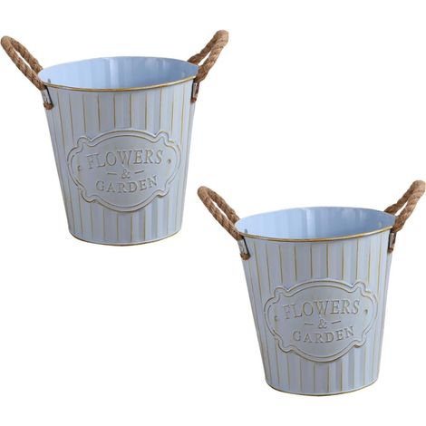 2pièces Seau à Fleurs Décoratif Fer Lot de Seaux Originaux pour Intérieur Seau à Plantes Élégant avec Corde (1/5)