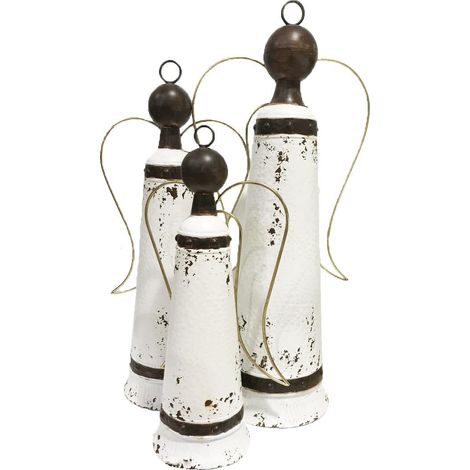 Vimin Box Angeli Natale a Campana S/3 Metallo Bianco e Nero