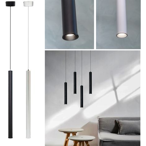 LAMPADARIO APPLIQUE A SOSPENSIONE DI FORMA CILINDRICA 3W 300 LUMEN COLORE BIANCO - NERO - Colore Luce: Bianco Naturale \ Colore: Bianco