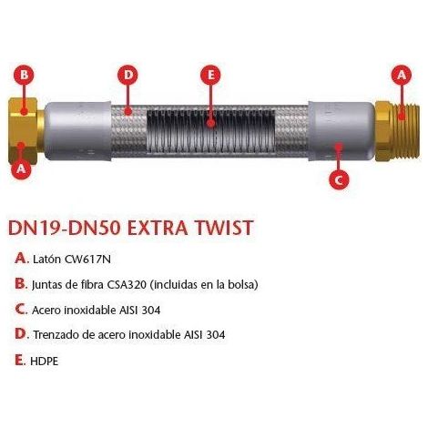 Manguera - TUCAI Medidas: M 1" - H 1" L:500 mm (1/4)