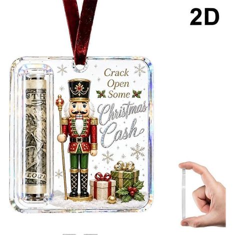 Christmas Cash Gift Ornament, Acrylic Christmas Money Holder for Cash (1/5)