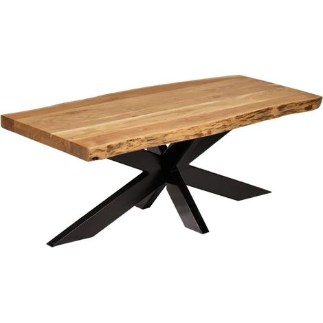 Table basse 120 x 60 cm en bois massif d'acacia et métal noir - OTTAWA (1/5)