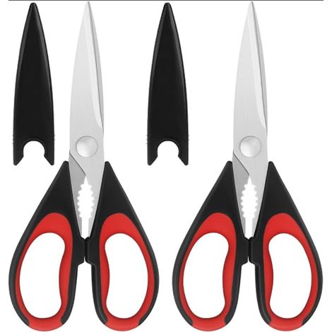 ciseaux de cuisine multi-usages en acier inoxydable avec manche doux Rouge/noir (1/5)