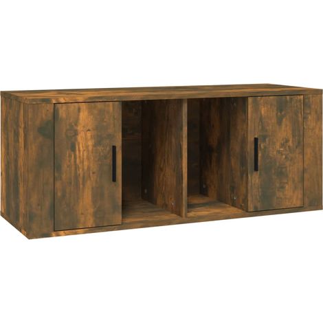 Mobile TV multimediale scaffale per televisione televisione buffet sala da pranzo soggiorno camera da letto rovere affumicato 100 x 35 x 40 cm derivati del legno marrone 020027265