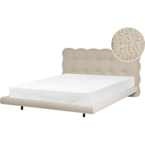 Letto matrimoniale in tessuto boucle con testata trapuntata Beige 140 x 200 cm Soulisse (1/5)