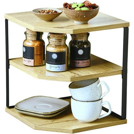 Étagère dAngle Cuisine - MDF FSC et Métal - 26 x 26 x 28 cm - Livraison gratuite (1/5)